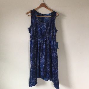 VERA WANG Silk Fit and Flare Mid Length Dress